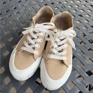 Mad Love Platform Tan Canvas Sneakers